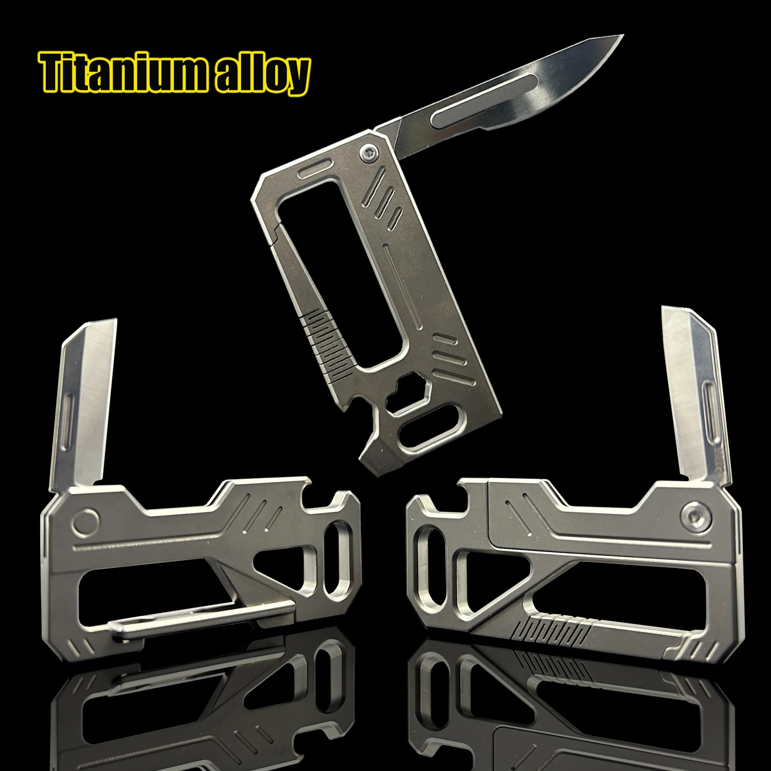 

10in1 Titanium D2 Damascus Knife Screw Batch Hex Wrench Bottle Opener Tool Portable Key Chain Outdoor Emergency EDC Equipment