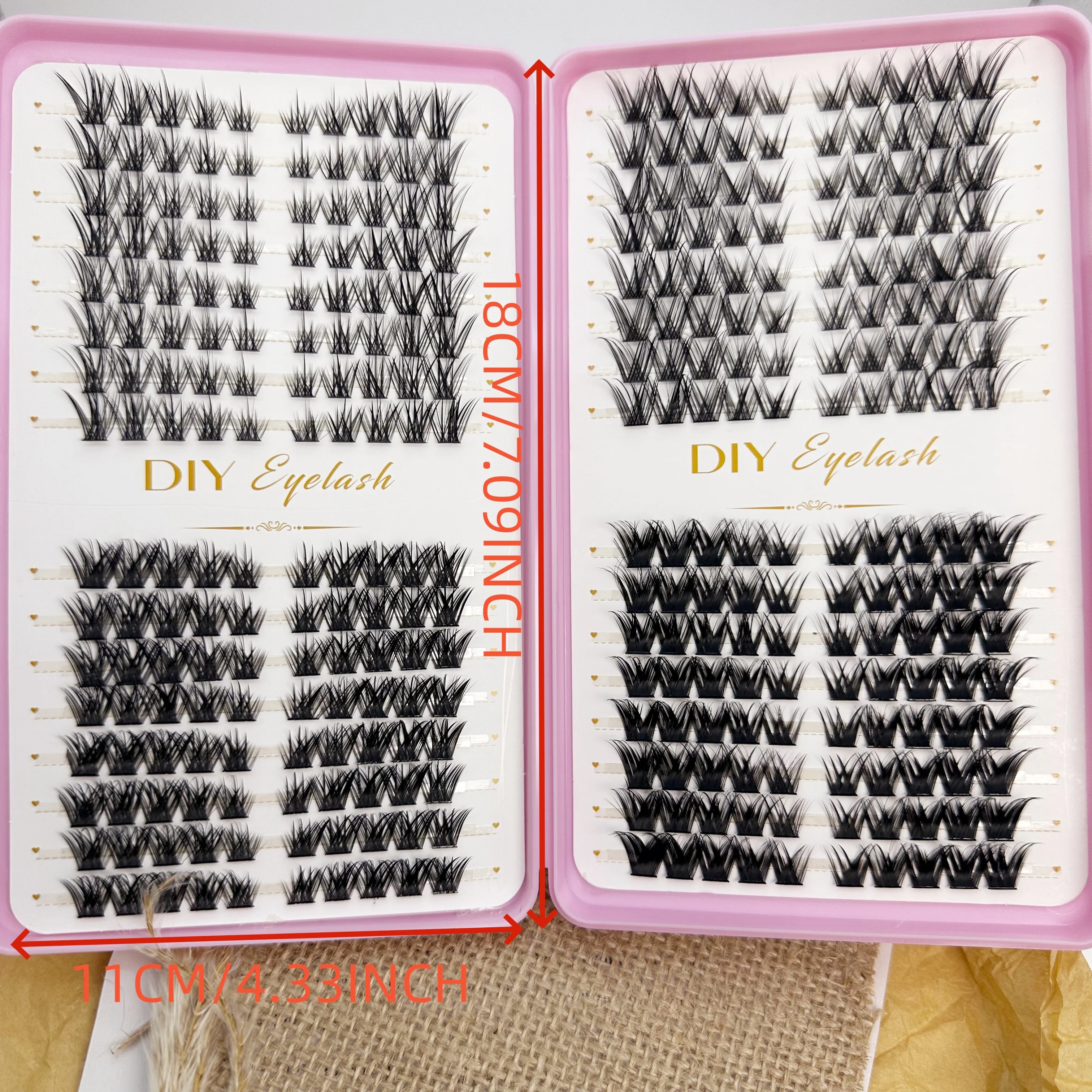 32Rows Fox Eye Manga False Eyelashes Large Capacity Tapered Thick Segmented Individual Cluster Lash Extensions Enlarge Eyes