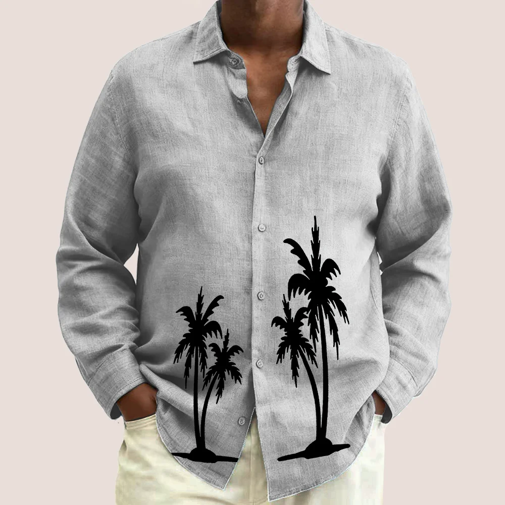 

Мужская рубашка больших размеров S-9xl: Vibe Coconut & Leaf — большой и высокий крой, мягкая дышащая ткань, стильные принты Palm-Coconut,