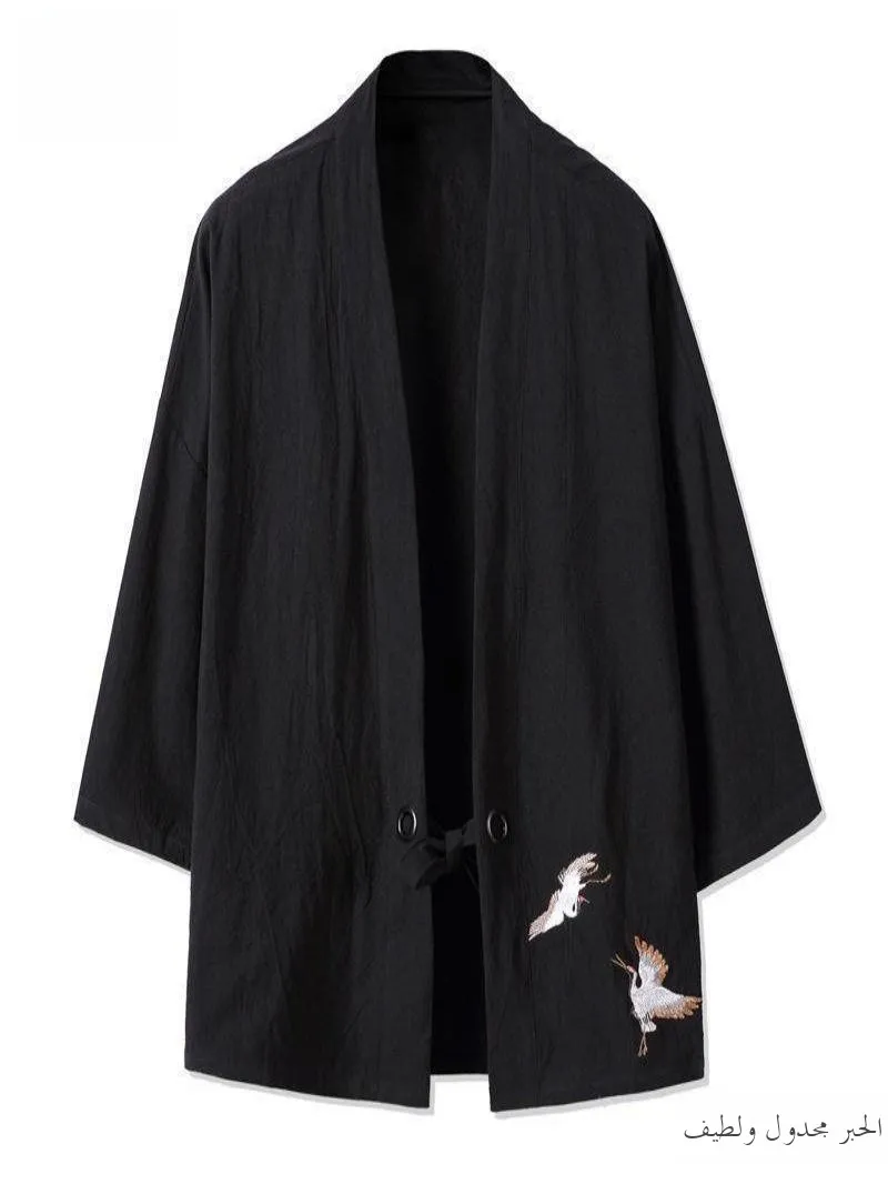 

Linen Chinese Sle Jaet Outerwear Men's Loose Fit ort Length Woolen Spring Season Seven Sve Long No Collar Design