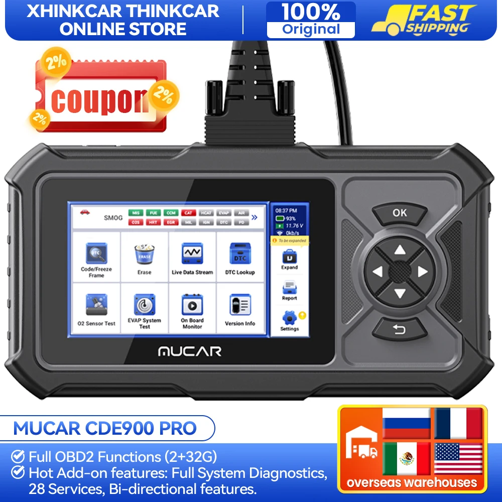 Mucar CDE900 Pro OBD2 Scanner Automotive Obd 2 Car Diagnostic Tools Car Fault Code Reader Support Full System Diagnosis 28 Reset