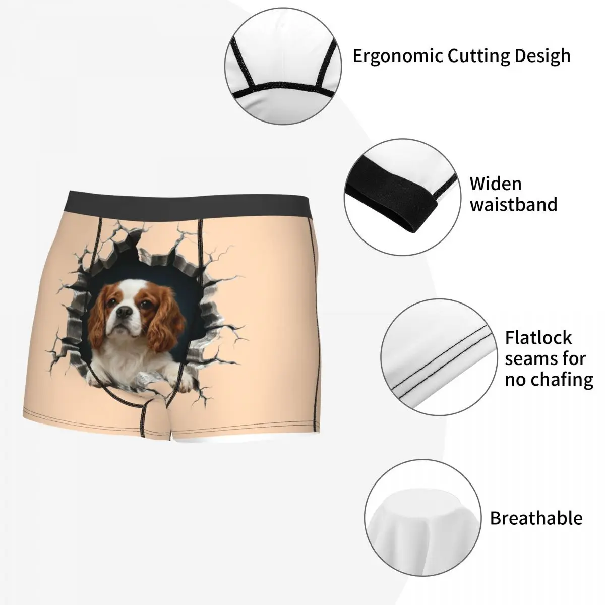Cavalier King Charles Spaniel ropa interior del Día de San Valentín hombre impreso amante de los perros Boxer calzoncillos cortos bragas calzoncillos suaves