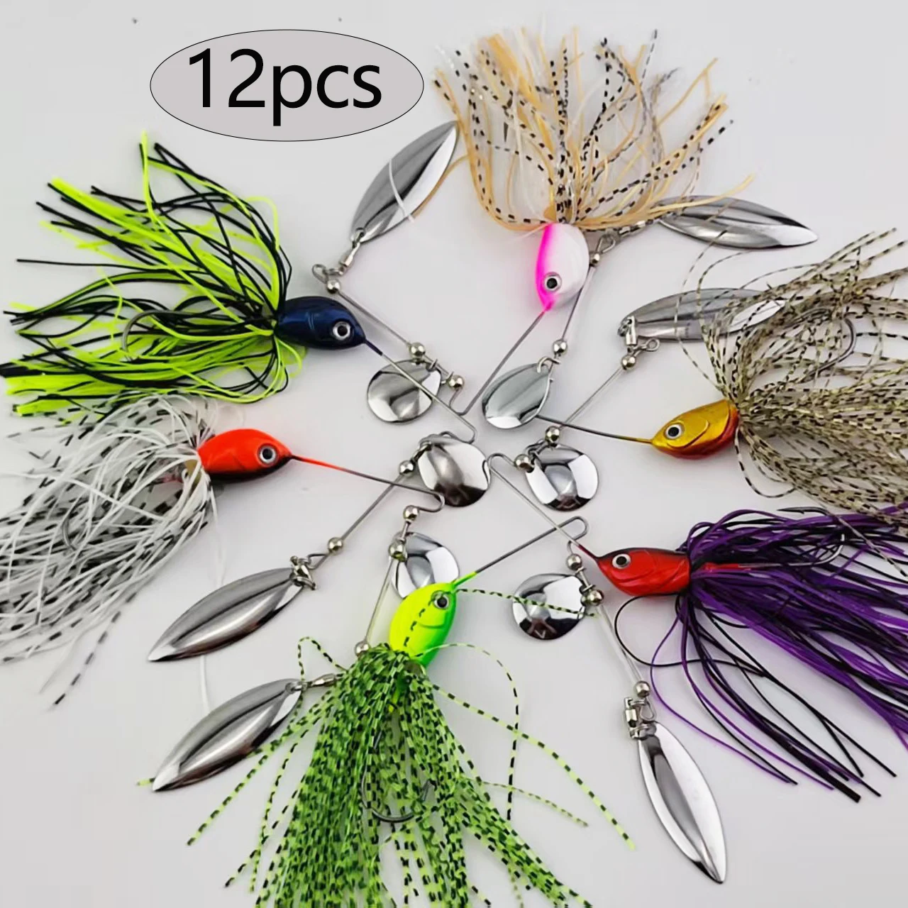 

12pcs/lot Spinner Bait Bass Jig Chatter Bait Fishing Lure Chatterbait Fishing Kit Wobblers For Bass Fishing Tackle