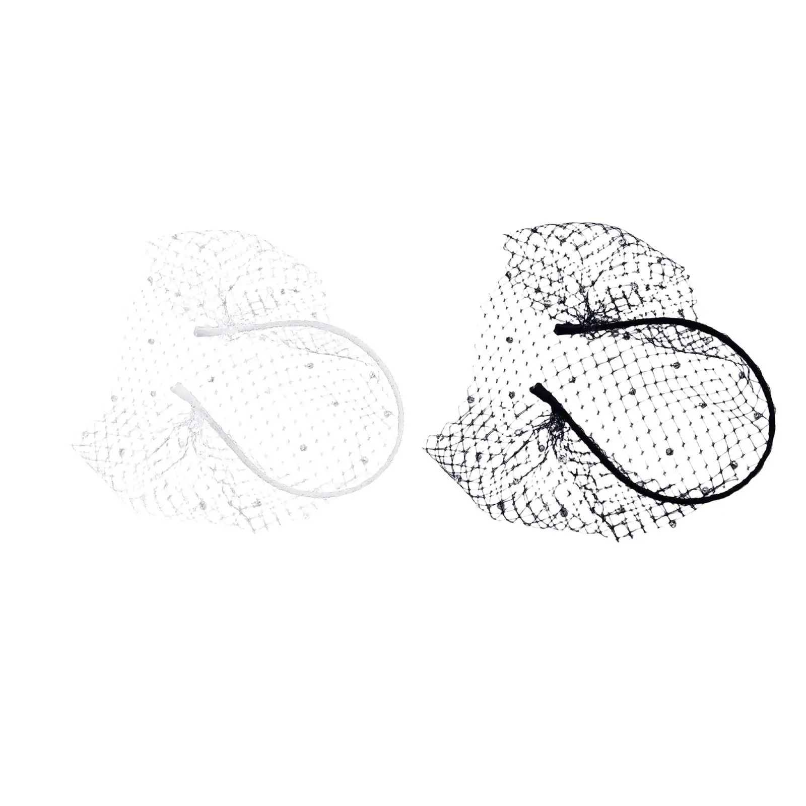 

Fascinator Diamond Mesh Veil, Birdcage Shape Decorative Hair Hoop, Headdress Tea