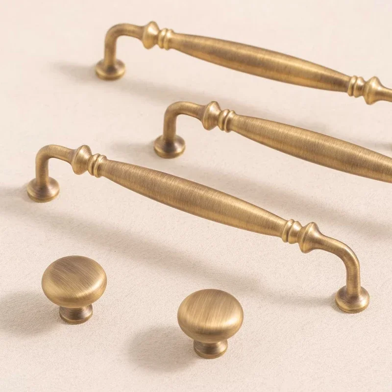 Furniture Wardrobe Kitchen Door Handles Solid Luxury Antique Bronze Pulls Long Pull Drawer Hardware Handle Brass Cabinet Knobs
