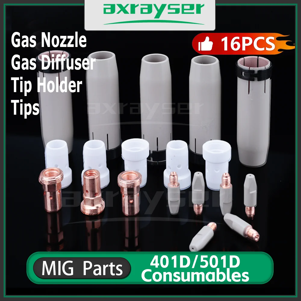 501D 401D Contact Tip Gas Nozzle Coated Nozzle MIG Welding Parts Welder Torch Accessory for 501D 450A MIG MAG GMAW Welding Part