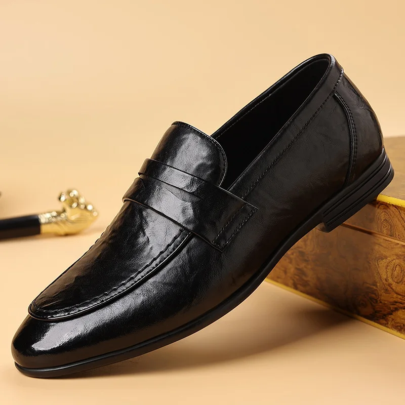 Leather Fashion Business Shoes Men Luxury Brand Men's Comfortable Loafers Handmade Men Casual Shoes New All-match Flats for Men