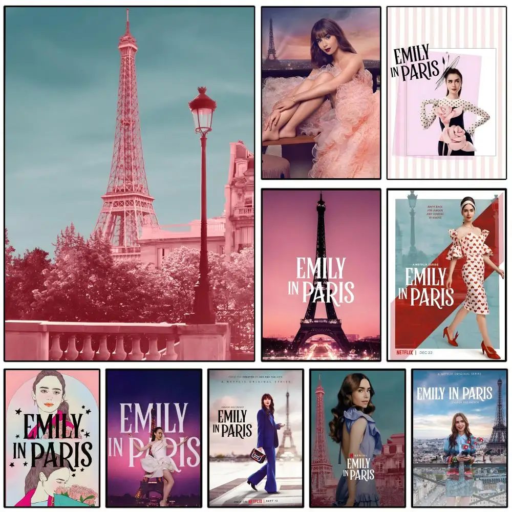 Fashion Drama Emily in Paris Poster HD Self-Adhesive Wall Decor Home Office Dorm Bedroom & More Ideal Gift Choice