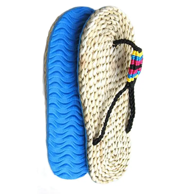 Summer Home Colorful Rope Hand-Woven Straw Ladies Sandals And Slippers Natural Environmental Protection Creativity