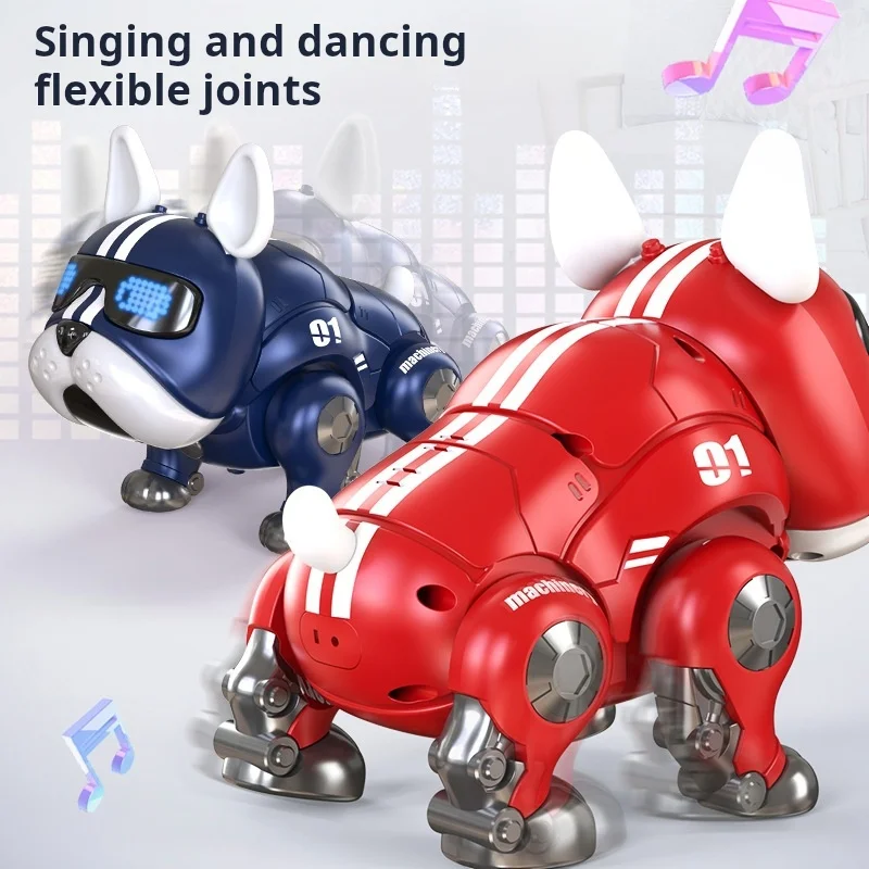 Musique de danse, robot bouledogue, chien interactif intelligent avec des jouets lumineux pour enfants, éducation précoce, jouet pour bébé, garçon, fille