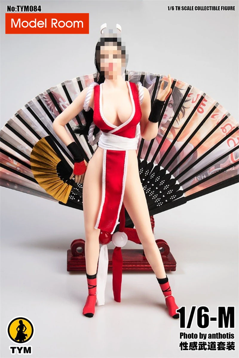 TYM084 1/6 Mai Shiranui Cosplay Clothes Background Paper Fan Model Fit 12'' Female Soldier Big Bust Action Figure Body Dolls