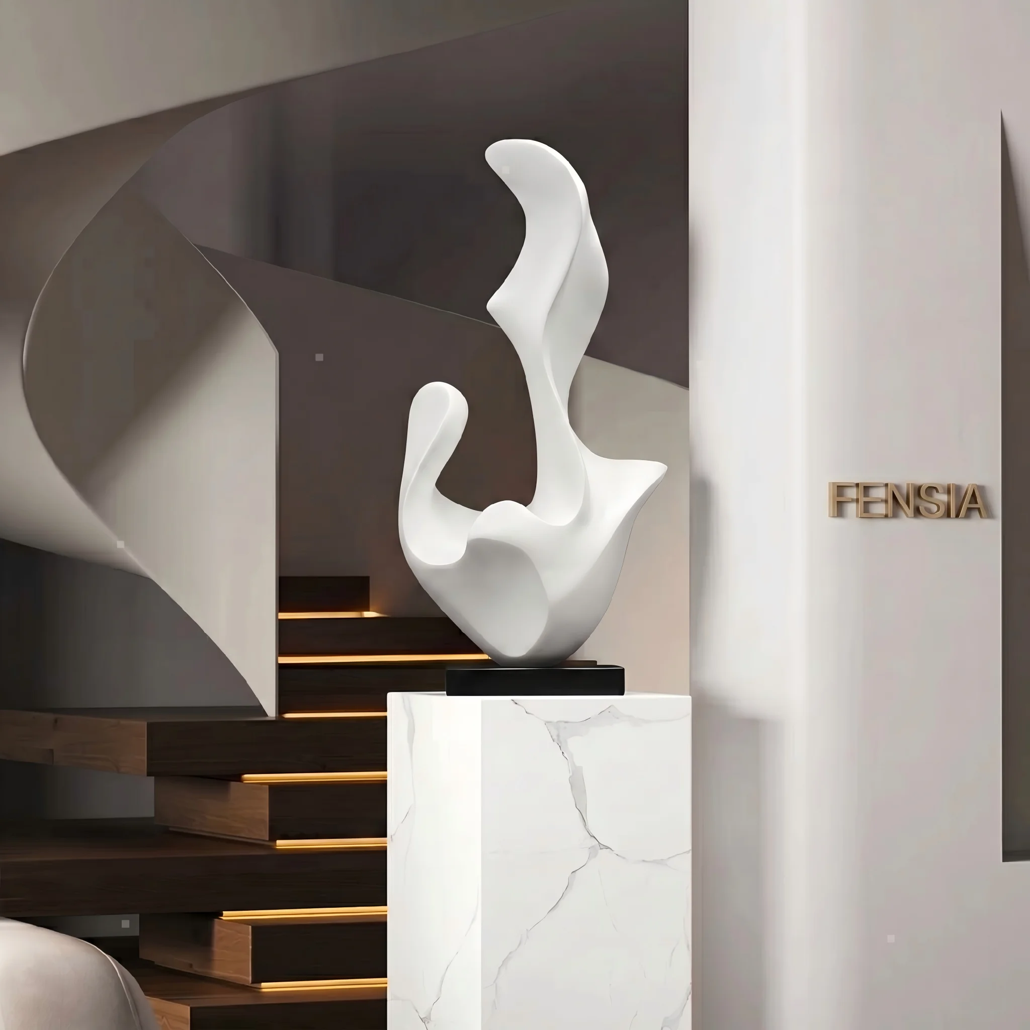 Art Craft Hotel - Modern Abstract Fiberglass Sculpture White FRP