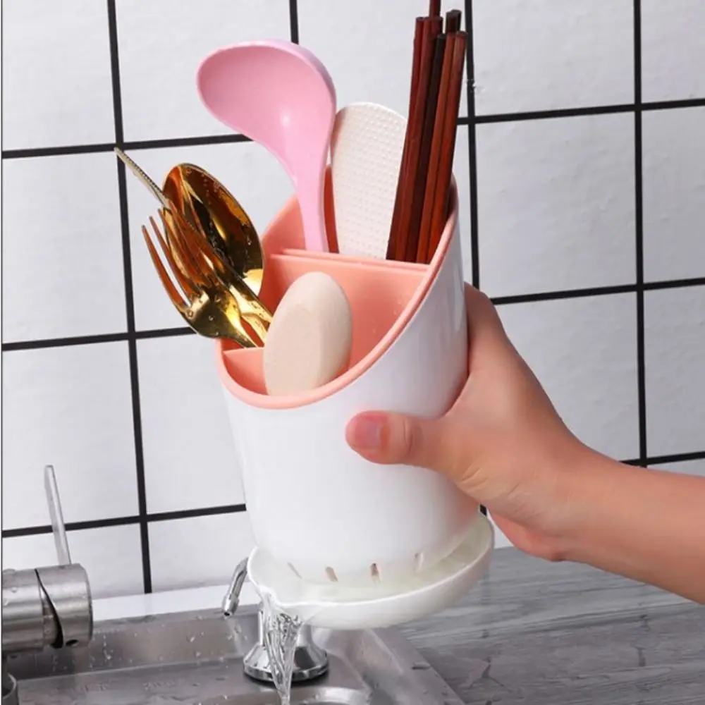 1PC Kitchen Chopstick Holder Drainage Utensil Storage Box Spoon Fork Shelf Plastic Creative Chopstick Holder Chopstick Cage