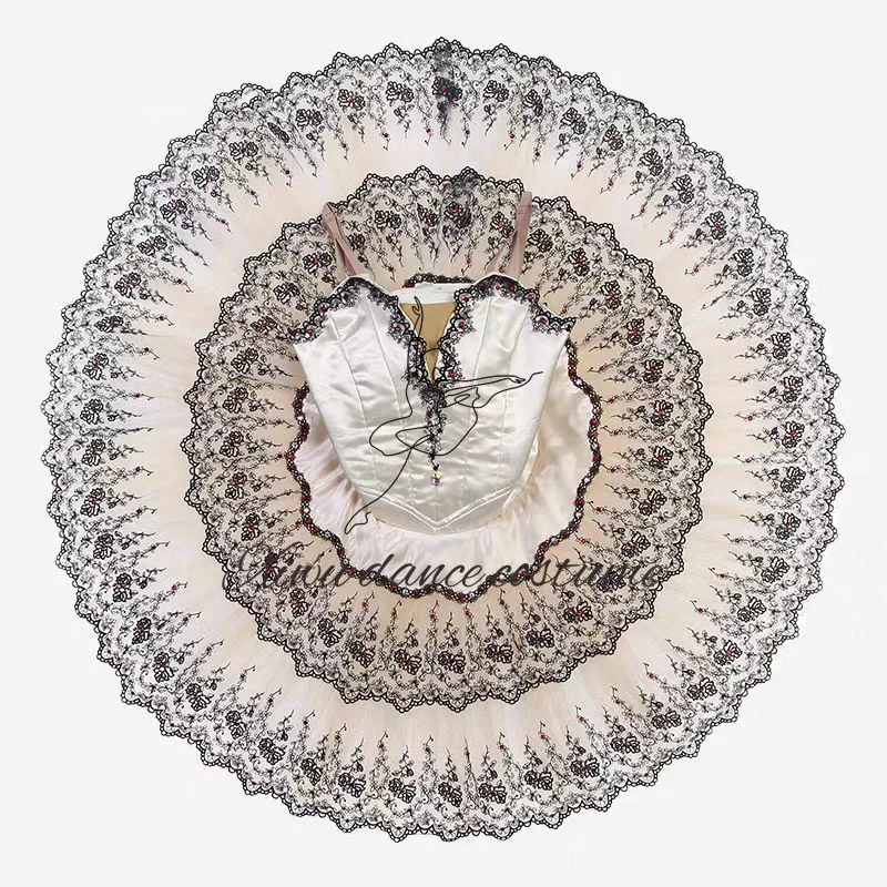 Tutú de Ballet Paquita beige crema para mujer, plato profesional, tutú de panqueque, vestido clásico, actuación de competición para niñas