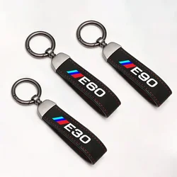 Luxury Women Men Key Chain Suede Leather Car Keychain For BMW E90 E46 E87 E30 E60 E39 E36 Keyring With Logo Keychain Accessories