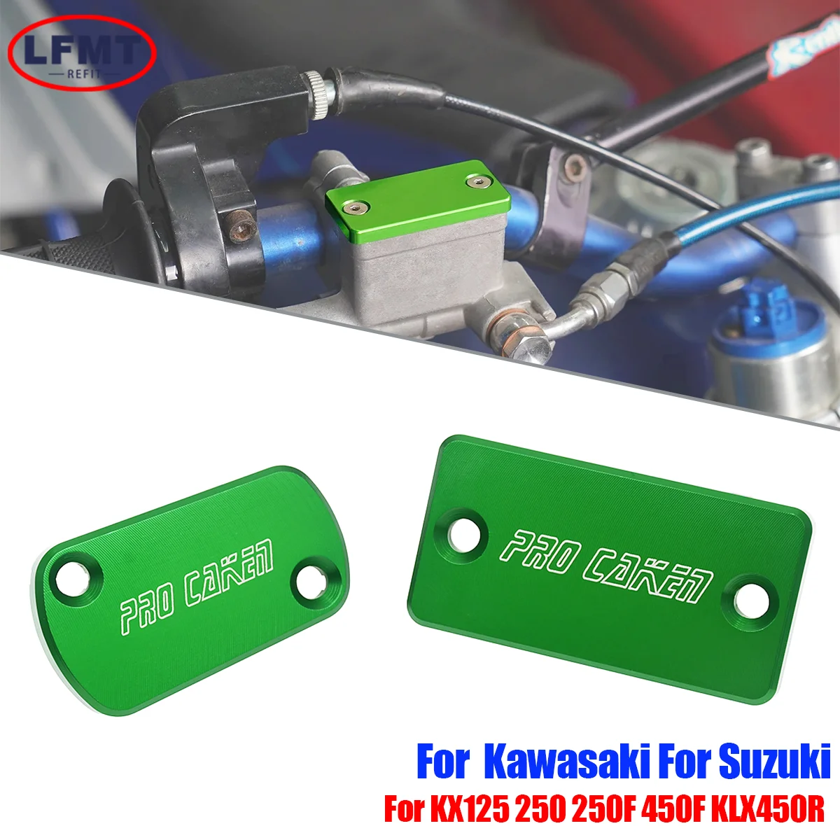 CNC Front Brake Clutch Fluid Reservoir Cover Cap For Kawasaki KX125 250 KX250F KX450F KLX450R Suzuki RM RMZ125 RMZ250 Dirt Bike