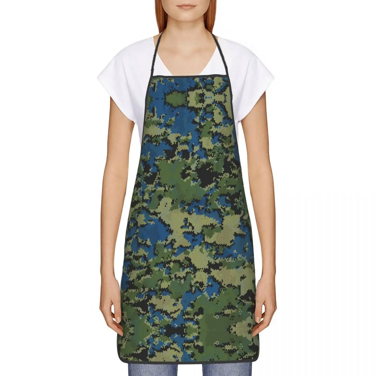 Custom Bib Blue Alpha Zulu Camouflage Aprons for Men Women Unisex Adult Chef Kitchen Cooking Army Military Camo Tablier Cuisine