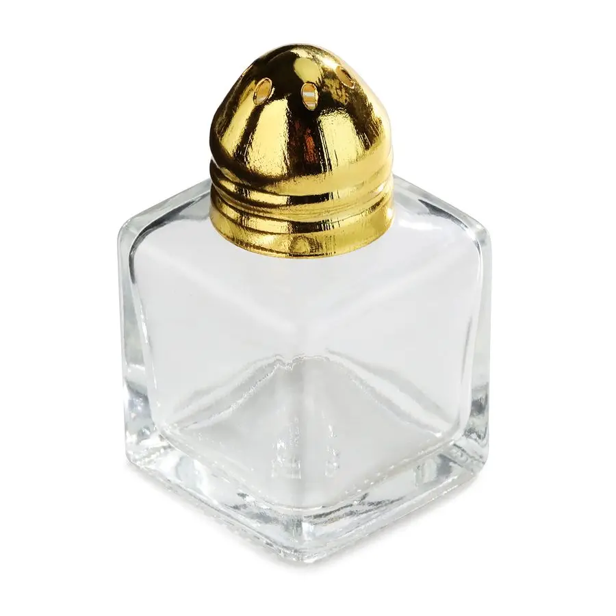 

22223 Glass Cube Mini Salt and Pepper Shaker with Gold Plated Top, 0.5Ounce, Set of 48
