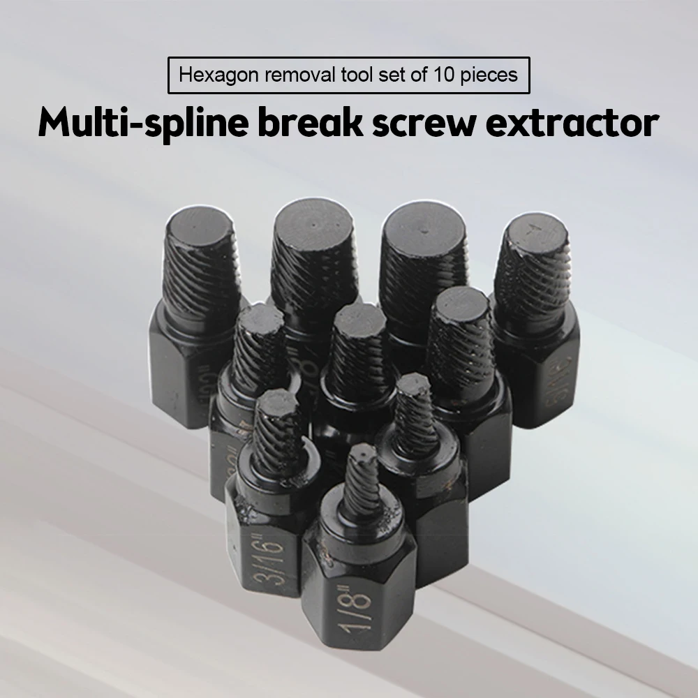 10Pcs Screw Extractor Drill Bit Set Alloy Steel Damaged Screw Remover Multi-Spline Bolt Screw Extractor Broken Bolt Extractor