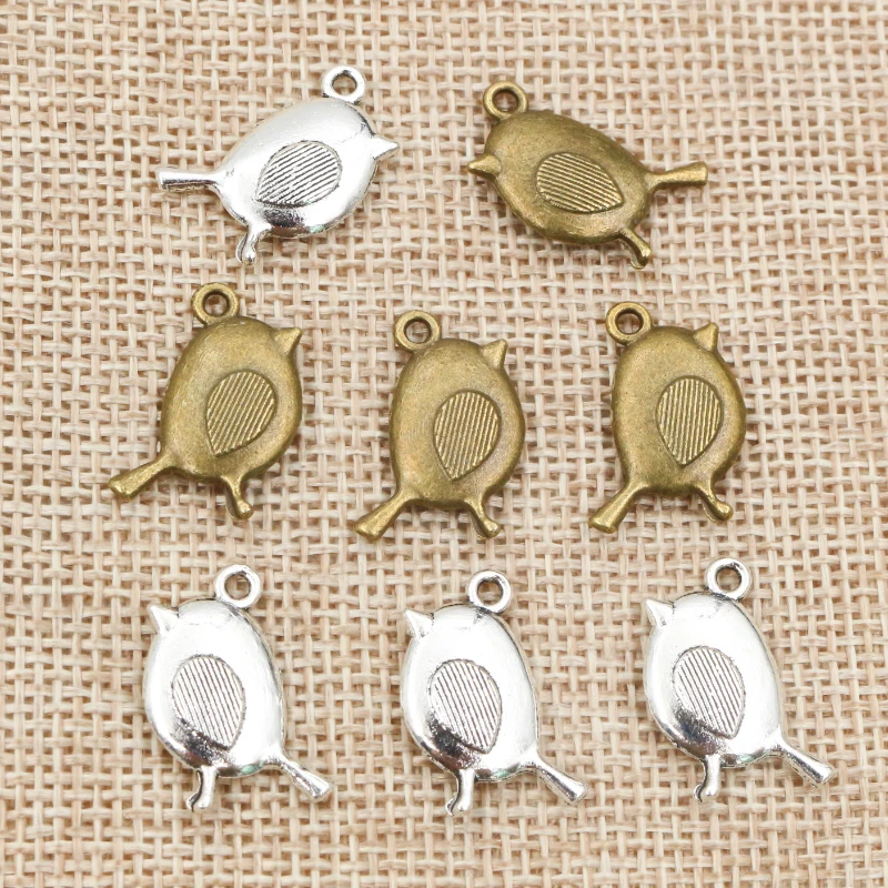 10pcs 19x12mm Bronze Antique Silver Plated Small Cute Bird Handmade Charms Pendant DIY Jewelry Making for bracelet necklace