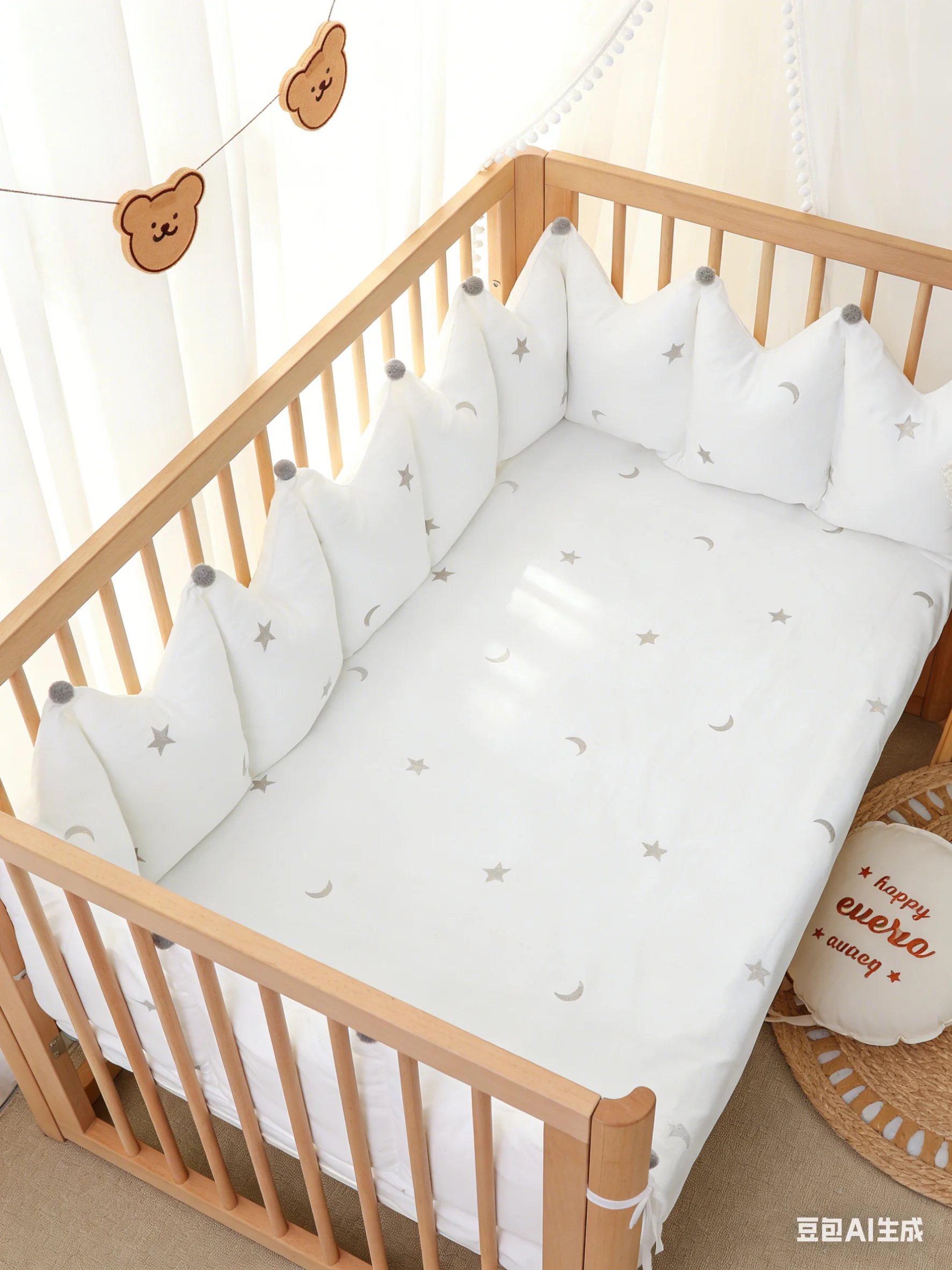200cm Baby Crib Fence Soft Bag Splicing Bed 1-piece Anti-collision Pure Cotton Baby Crib Fence Detachable Washable Fence