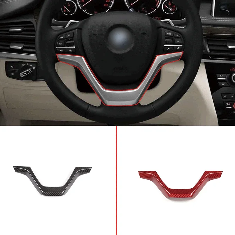 

For 2014-2018 BMW X5 F15 X6 F16 real carbon fiber car styling car steering wheel decorative frame sticker car interior parts