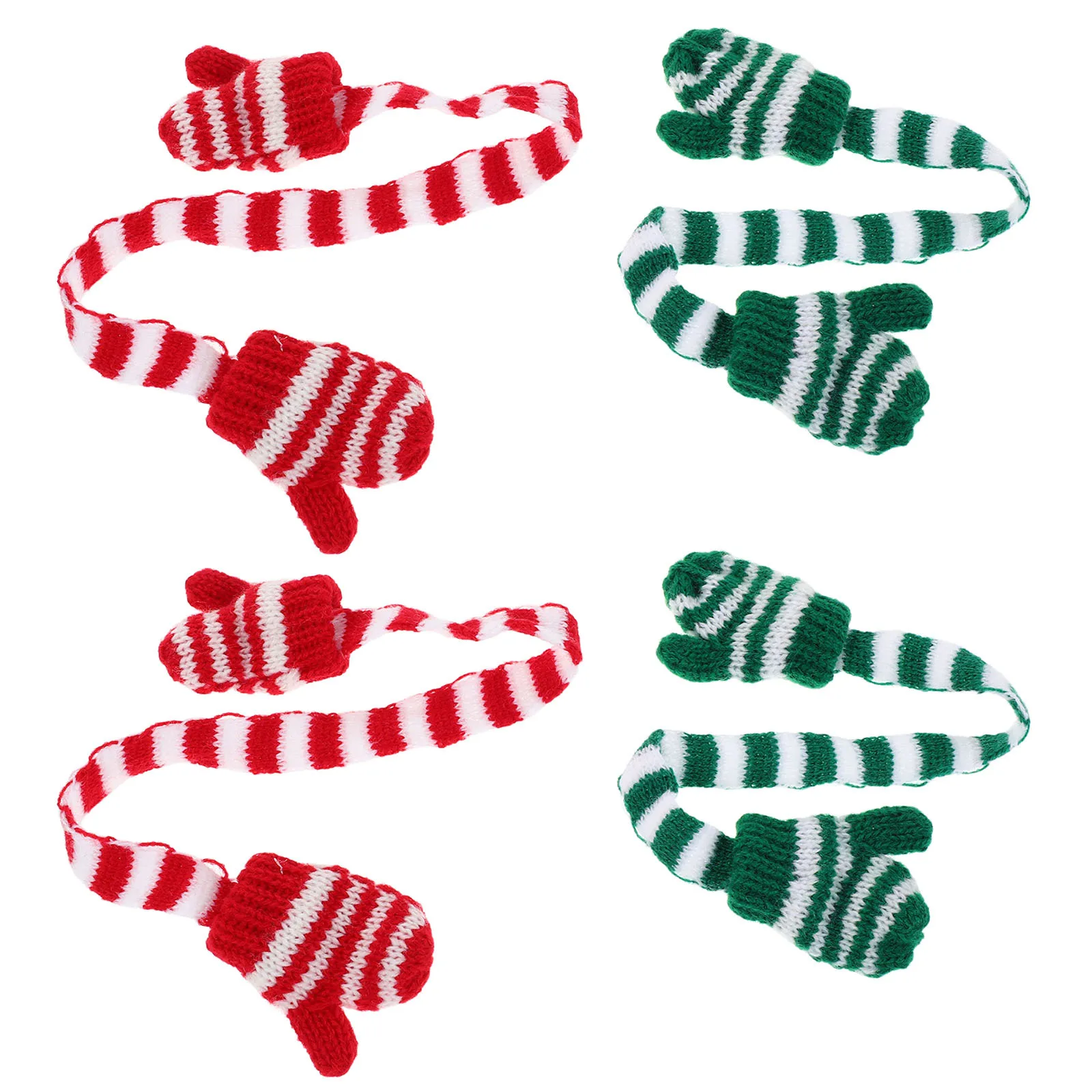 4pcs Miniature Christmas Mittens Winter Gloves For Baby Holiday Dress Up Knit Accessories Bjd Reborn Outfit Pretend Play