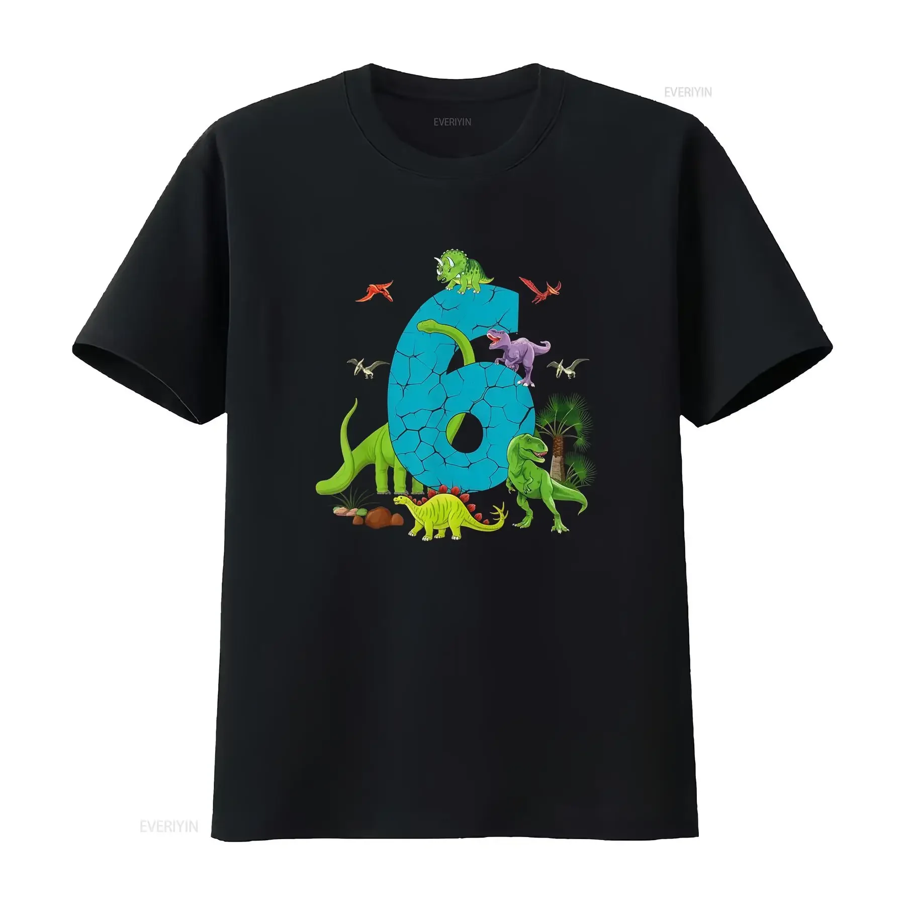 6 Year Old Boys Girls Dinosaur Birthday T Shirt 6th Rex Dino Six Saurus Print vintage Washed Stretched Comfortable fashion