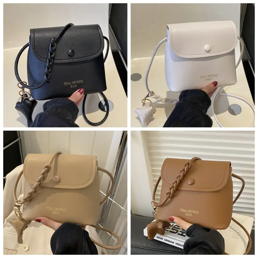 Pu Olifant Hanger Pu Schoudertas Minderheid Design Koreaanse Stijl Effen Kleur Handtas Eenvoudig Ontwerp Draagbare Crossbody Tas