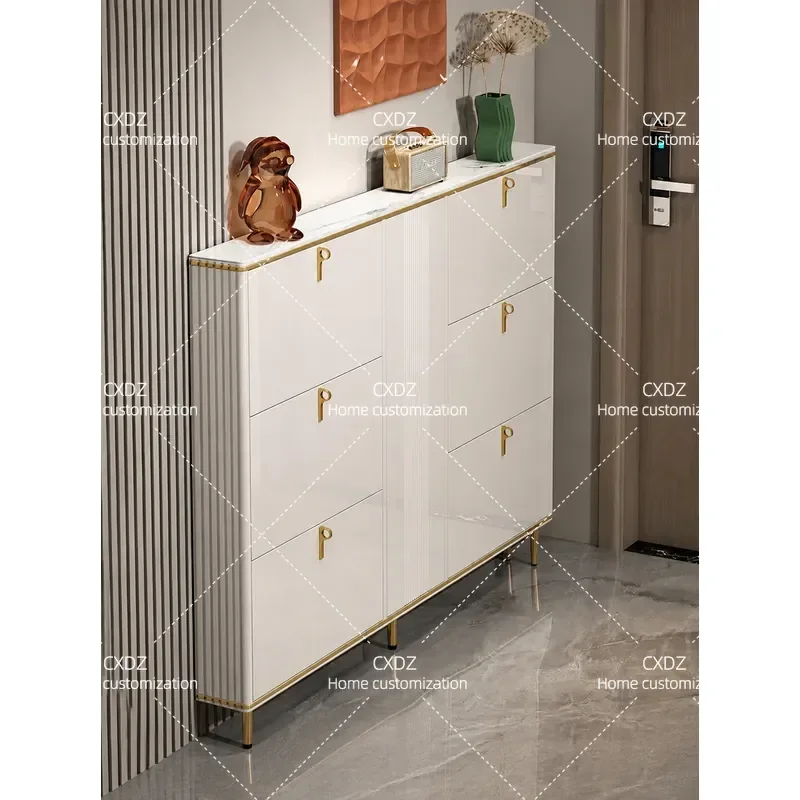 Ultra Thin Rock Slab Shoe Cabinet Modern Simple Small Apartment Entryway Slim Paint Storage Cabinet Behind Door Home