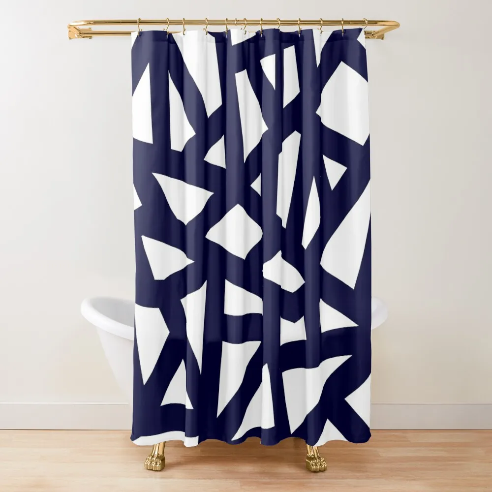 

Navy Blue Thick Mosaic Lines On White Shower Curtain Anime Shower Luxury Bathroom Shower For Bathrooms In The Bathroom Curtain
