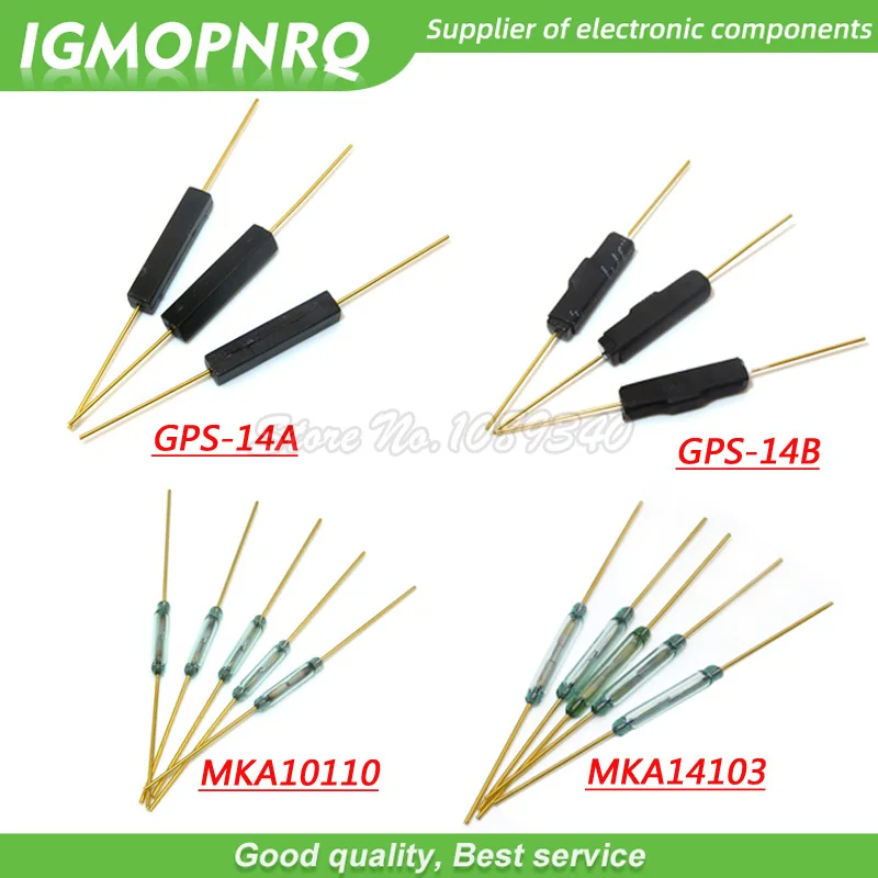 10pcs Reed Switch Plastic MKA14103 MKA10110 GPS-14B GPS-14A 2*14MM Anti-Vibration Damage Magnetic Switch NC Normally Closed