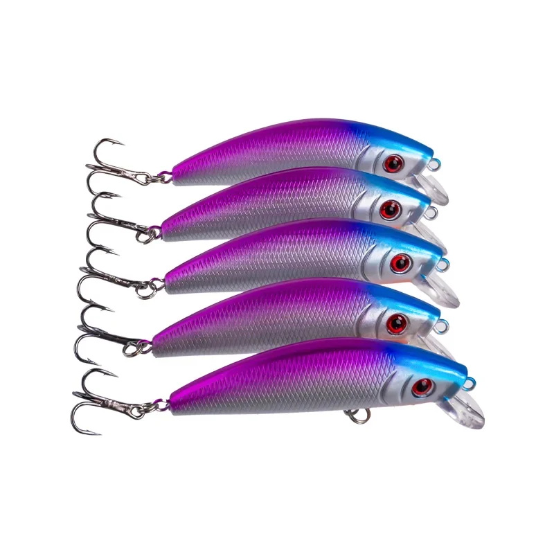 5pcs Floating Hard Bait Set 7g/8g Minnow Lures with 3D Fisheye & Sharp Treble Hooks Long Casting Artificial Bait for Bass Pike