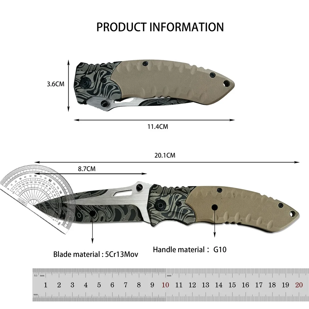 Tactical G10 Handles Folding Pocket Knife 5cr13mov Blade Hunting Knife Camping EDC Survival Hunting Knifes Self Defense Tools