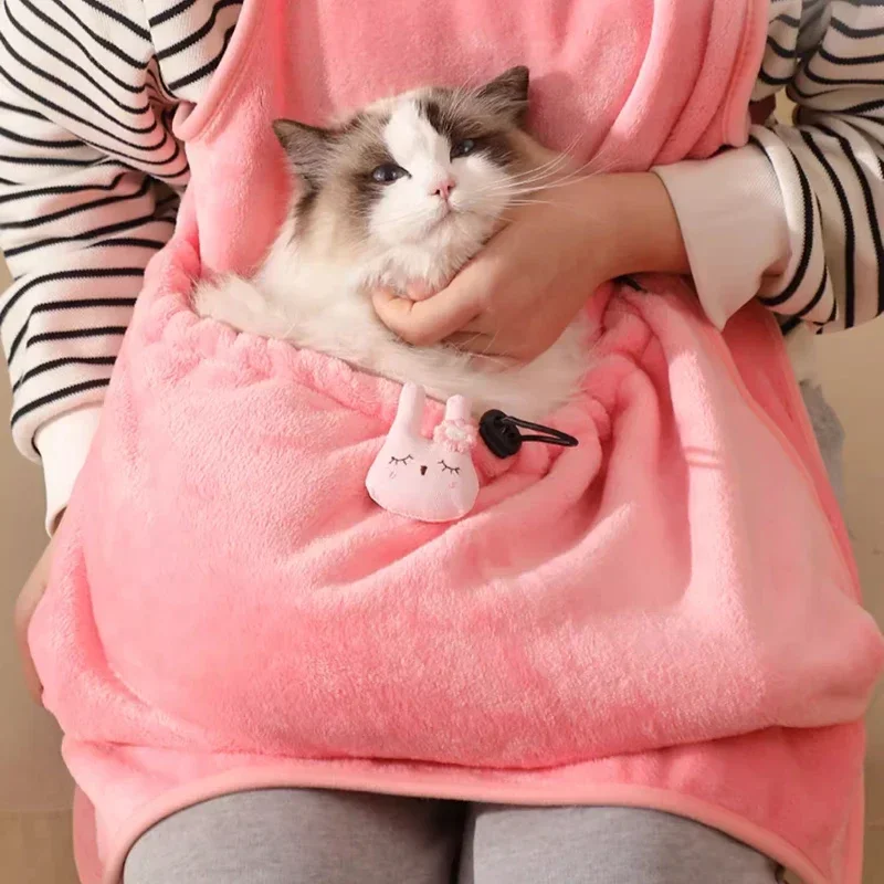 Flannel Cat Cuddle Garment  Adjustable Cat Apron  Non-Stick Fur Pet Bib  Durable Wear-Resistant Cat Outfit