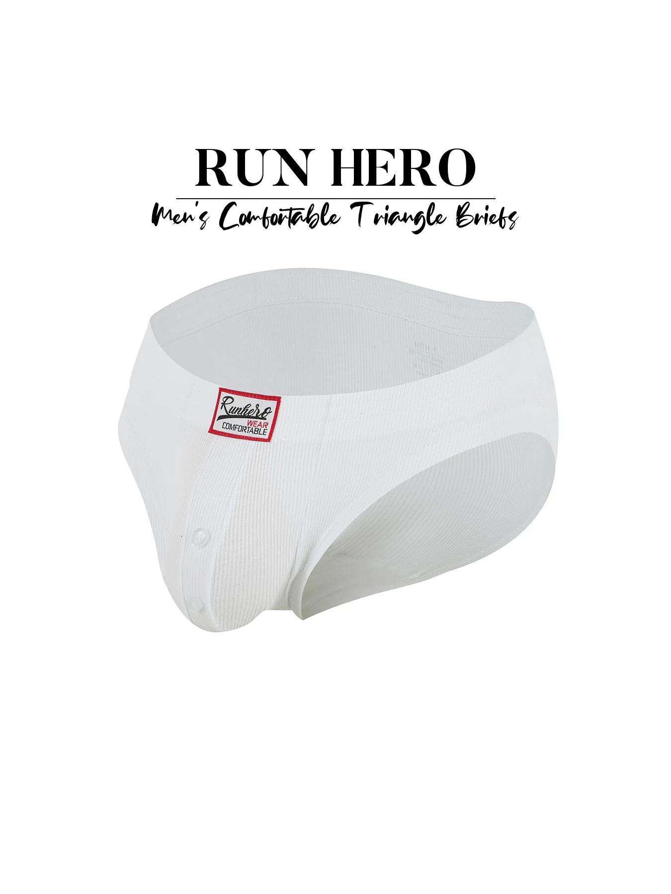 Men's Triangle Underwear, Made of Synthetic Cotton, High Elasticity, Lifting, Button Decoration, Comfortable Slim Fit Solid Colo