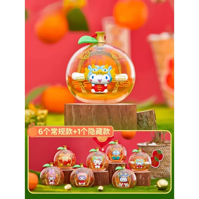 Sanrio Hello Kitty Kuromi Lucky Orange Amulet Series Blind Box Action Figures Collectable Doll Desktop Ornaments New Year Gifts