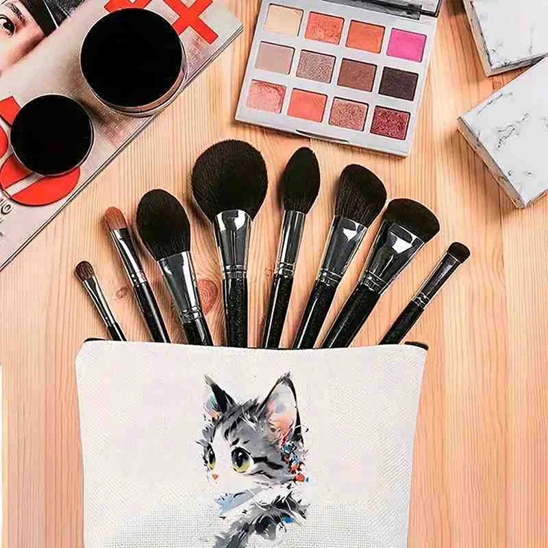 Animal Cute Casual Makeup Bag Travel Portable Storage Storage Bag Mini Toiletry Bags Black Cat Printing Women Cosmetic Bags