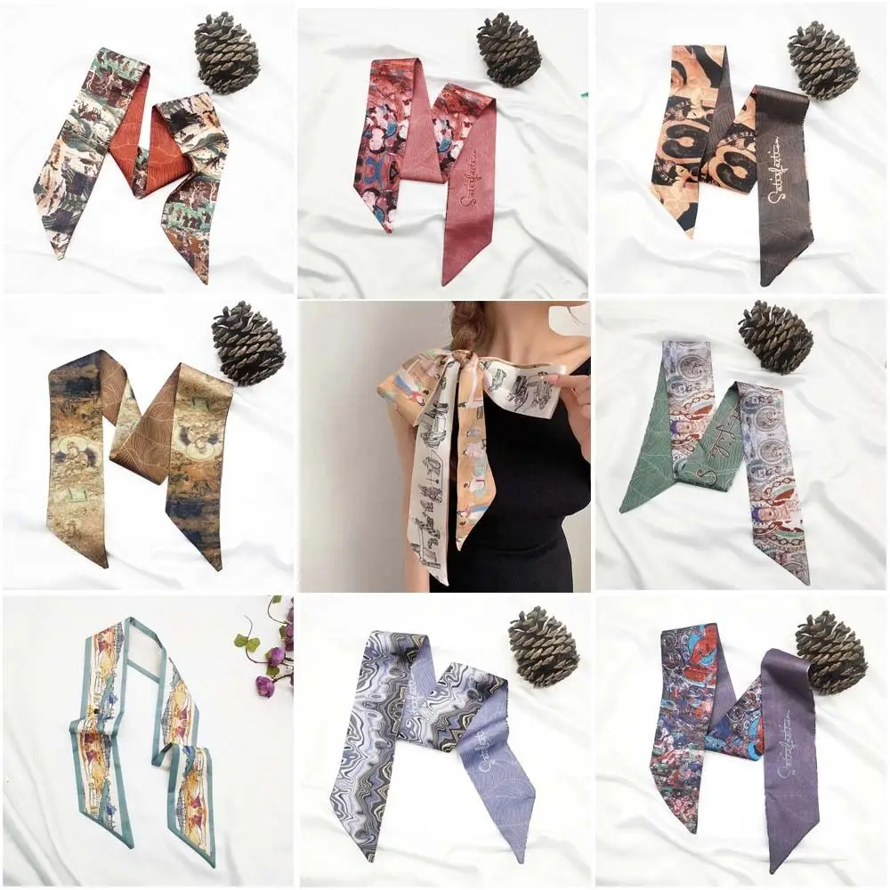 

New Floral Headband Oil Painting Ribbon Hair Ribbon Scarf Chinese Style Headscarves