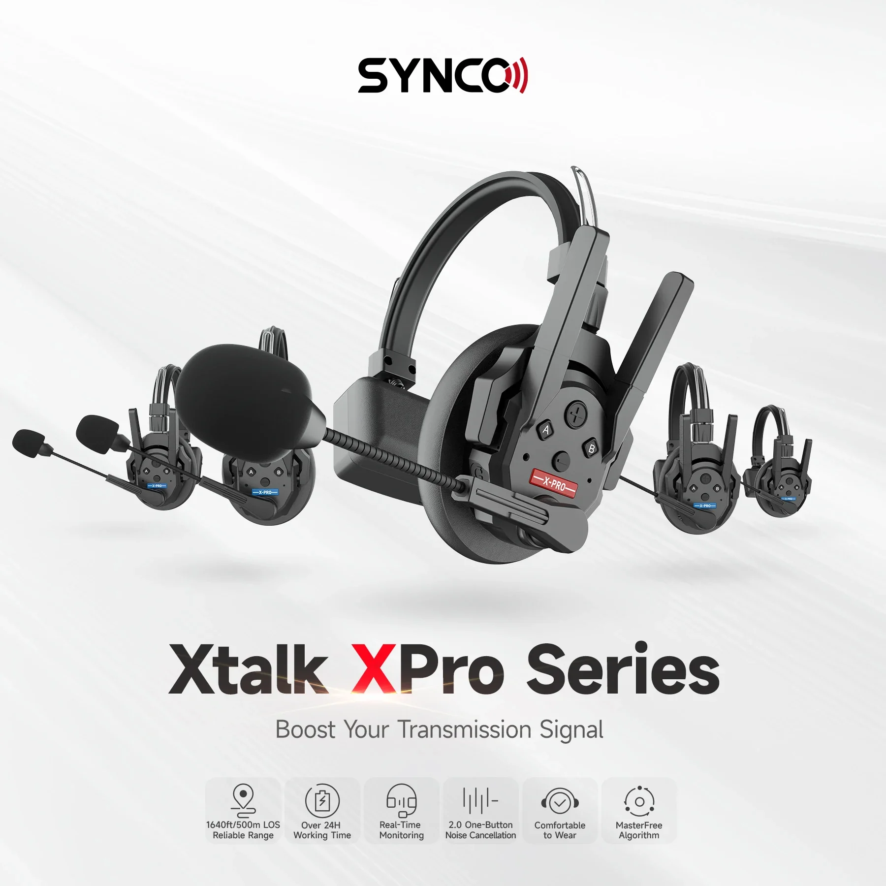 SYNCO Xtalk Pro X9 2,4G Full-Duplex reducción de un solo oído intercomunicador inalámbrico remoto auriculares transmisión de 500m