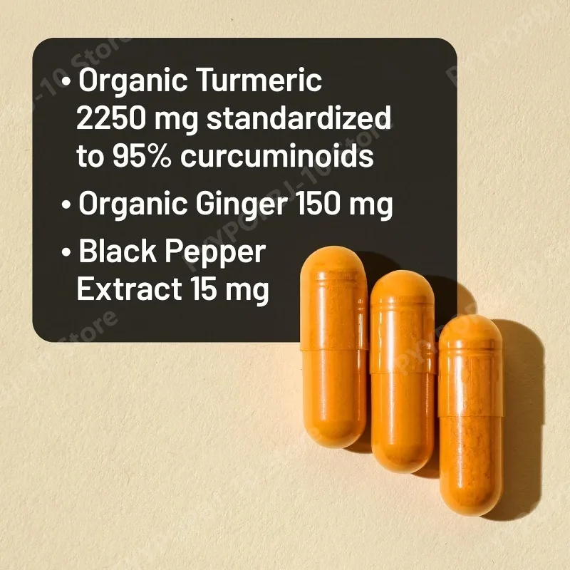 Turmeric Ginger 2400 Mg Extra Strength Curcuminoids Absorption Vegan Non-GMO Capsules 90 Count Extract 30 Day Supply Supplement