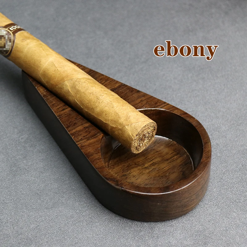Ebony Solid Wood Portable Ashtray Single Cigar Holder Retro Home Ashtray for Cigar Cigarette Ashtray Gift Smoking Accessories
