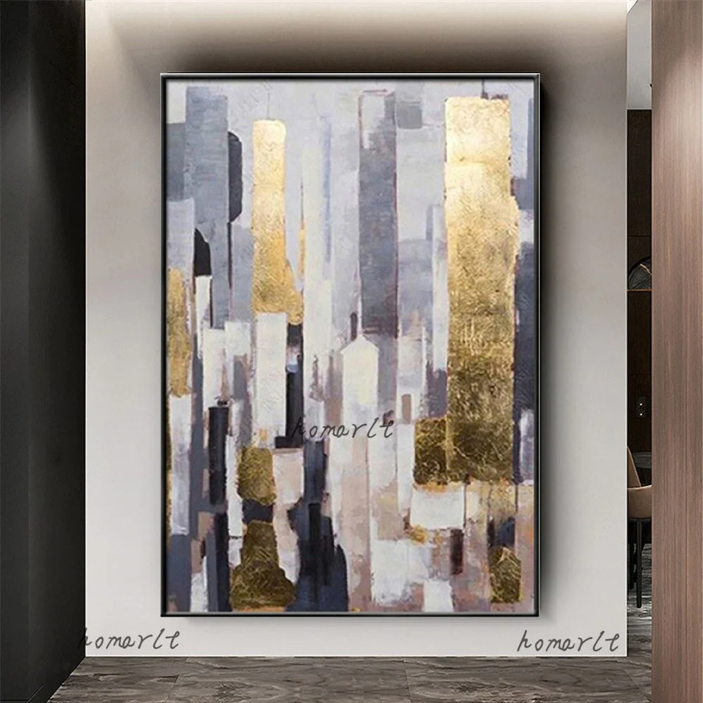 

Abstract Oil Painting Handmade Canvas Picture Wall Art Gold Poster For Living Room Home Mural Trim Large Salon Decor Pattern