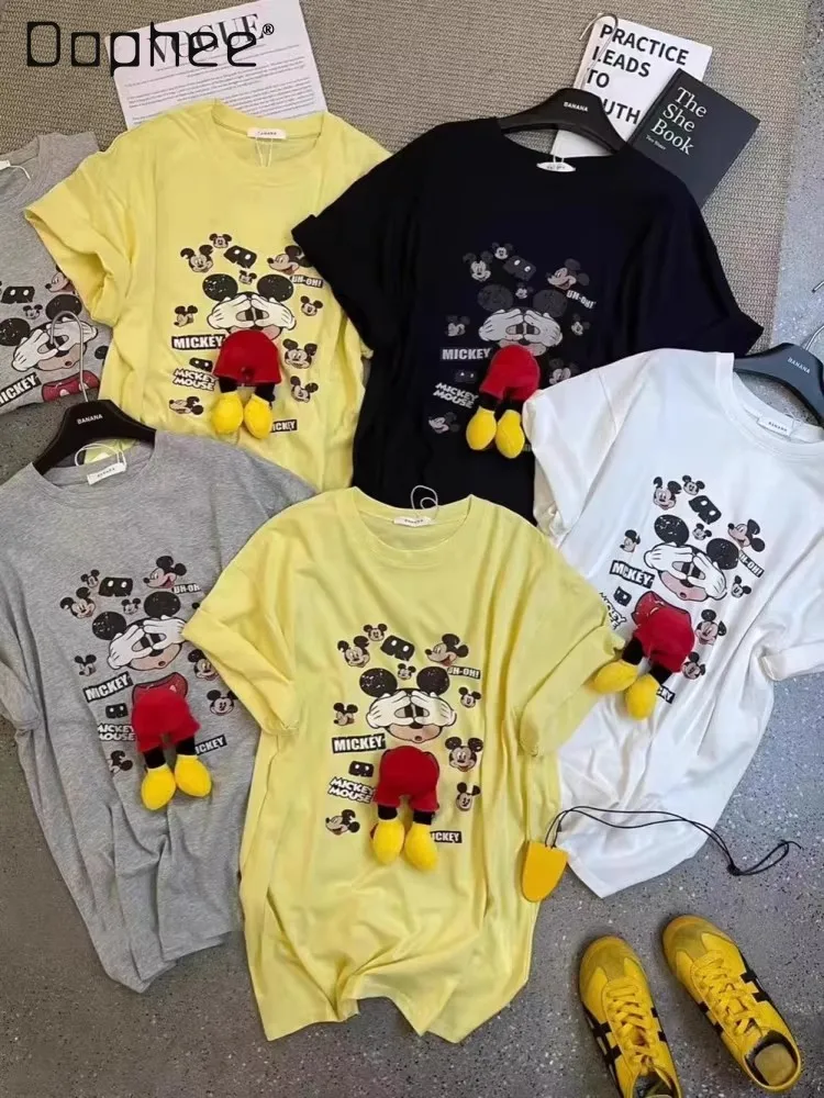 

Summer New Loose Fun Cartoon Print Three-dimensional Doll Short-sleeved T-shirt Top Women Clothes Round Neck Loose Tops