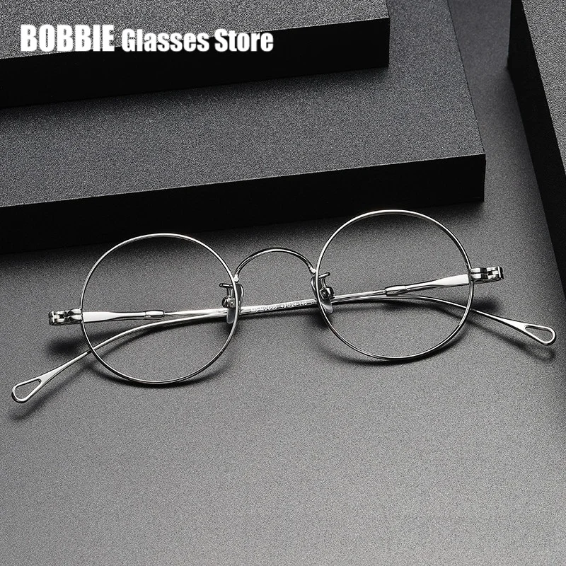 Japanese Retro Small Round Eyeglasses Pure Titanium Ultra-light Men Women Anti Blue Light Near Vision Glasses Frame Optical Eye