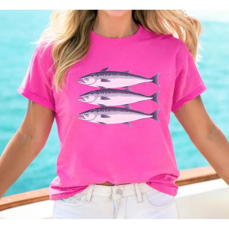 

Fisherman Aesthetic T Shirt Sardine Womens Clothing Seafood Nautical Cruise