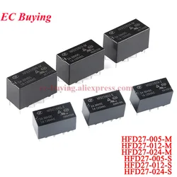 1Pc-5Pcs Mini Relay HFD27 DC 5V 12V 24V HFD27-005-S 005-M HFD27-012-S 12-M HFD27-024-S 024-M 2A 8Pin Sensitive DIP Relays Relais