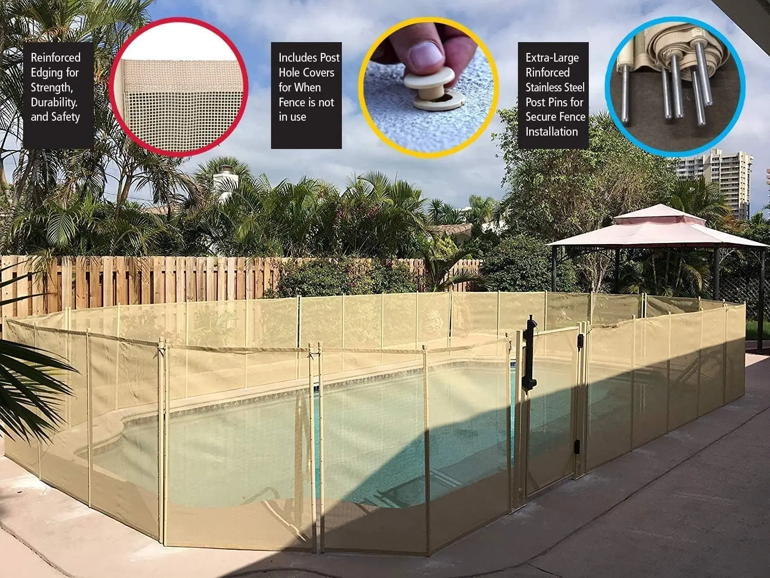 Waterwarden Pool Safety Fence For Inground Pool, 4’ X 24’ Ft., Ul Certified To Astm F2288, 4 Foot Tall Removable Barrier,