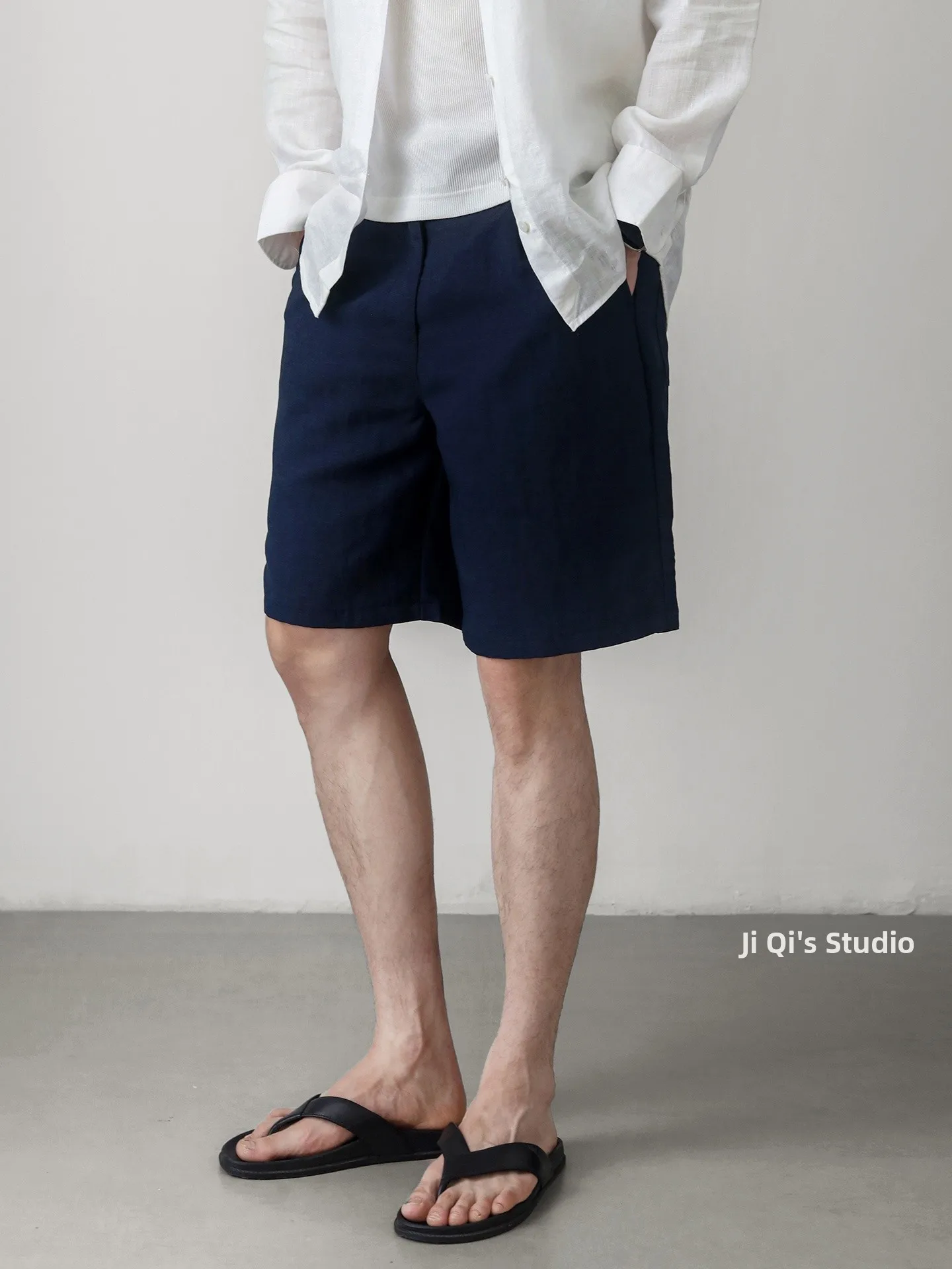 Cool Feeling  Wool Blend Casual Shorts Men Summer Commuting Drape Moisture Wicking Loose Fit Elastic Waist Pants