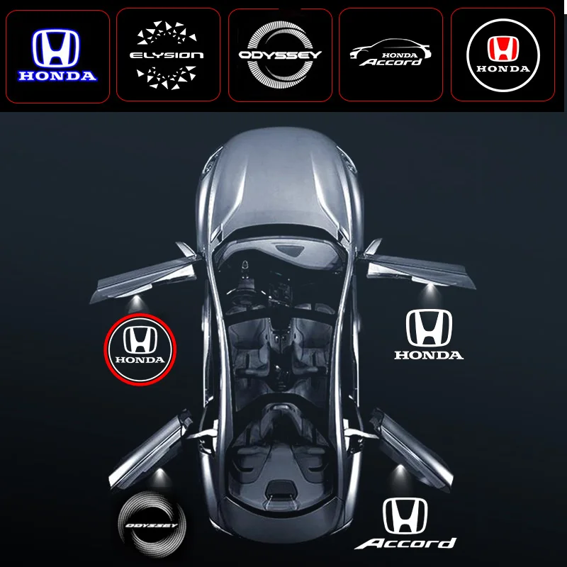 2 uds coche LED Logo Auto puerta fantasma sombra bienvenida bombilla emblema lámpara accesorios para Honda Accord Odyssey Elysion CRZ Pilot